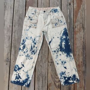 Y2K Tie Dye LA Blues Jeans 6 Hippie Boho Festival Hand Bleached Woodstock Artist